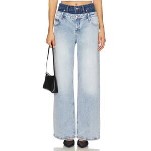 SIMKHAI  Kove Double Waistband Jean in Two Tone Del Mar 28